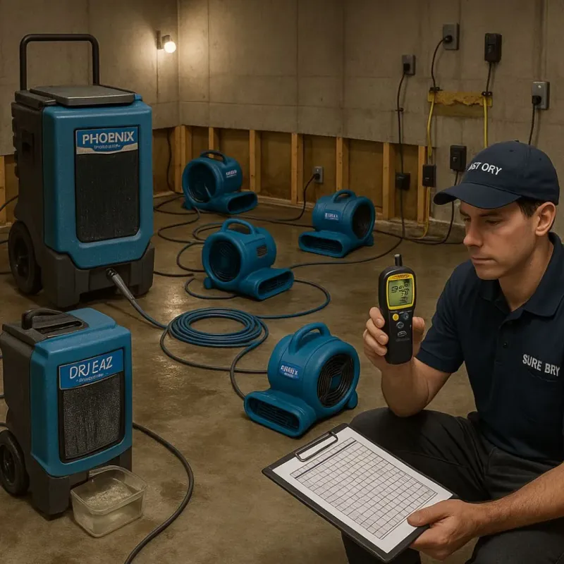 Structural Drying and Dehumidification process in Newberry, SC